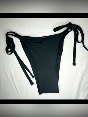 PINK Victoria's Secret Black Bikini Top with Red Rose Accent